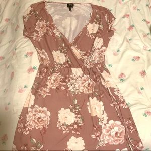 Pink, floral V-Cut Dress